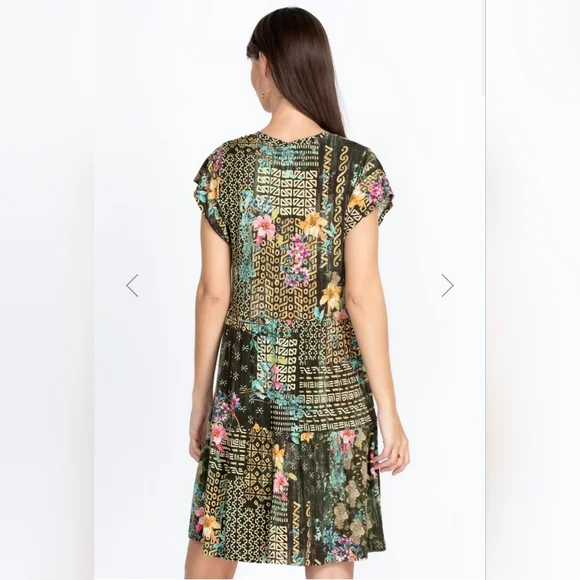 Johnny Was Weller Tiered Hem V-neck Mini Dress Sz Small Women's - Picture 2 of 16